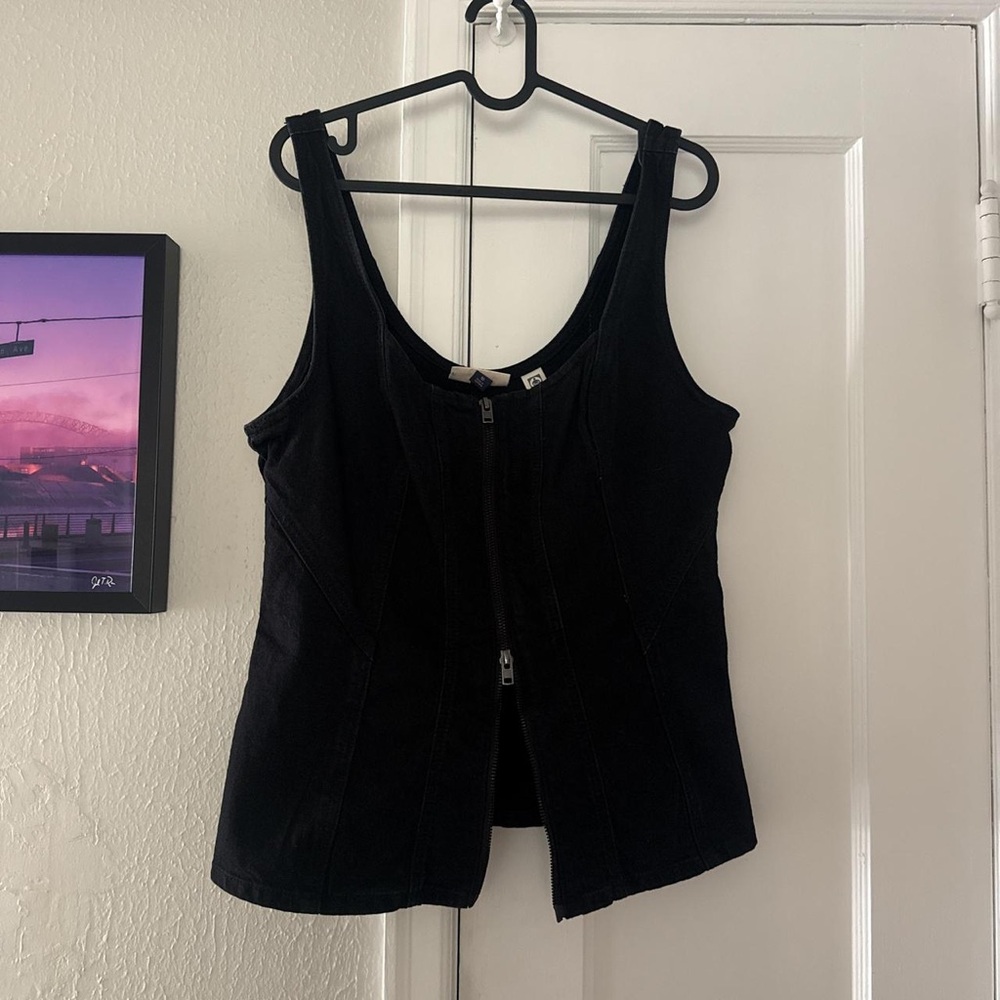 Universal Thread Black Zip-Front Women's Chemise Tank